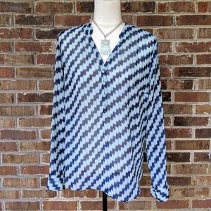 A.N.A. Semi Sheer Print Top Size Large